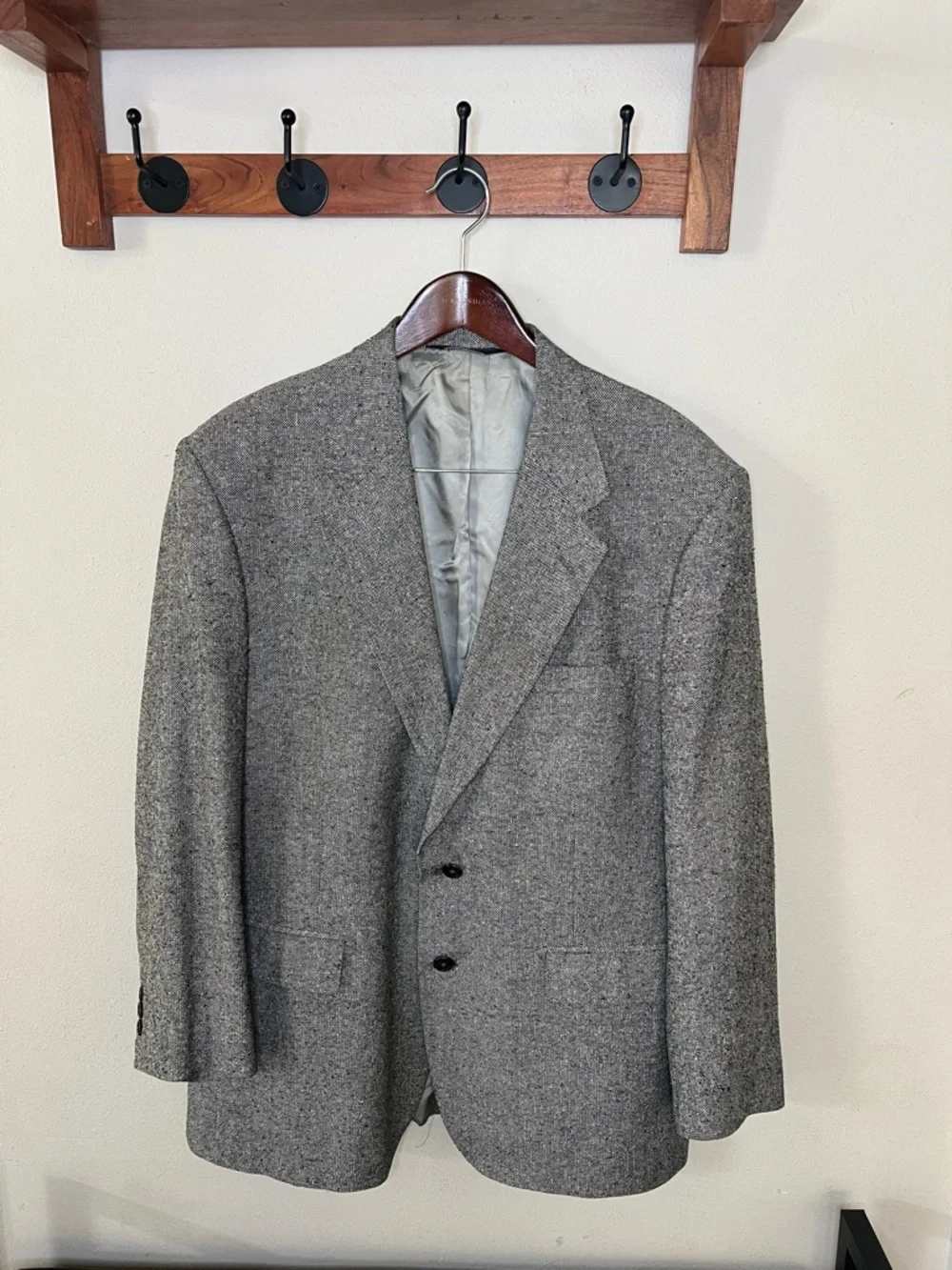 John Alexander 100% Silk Sport Coat Blazer Foley's Size 43R Gray Business Formal